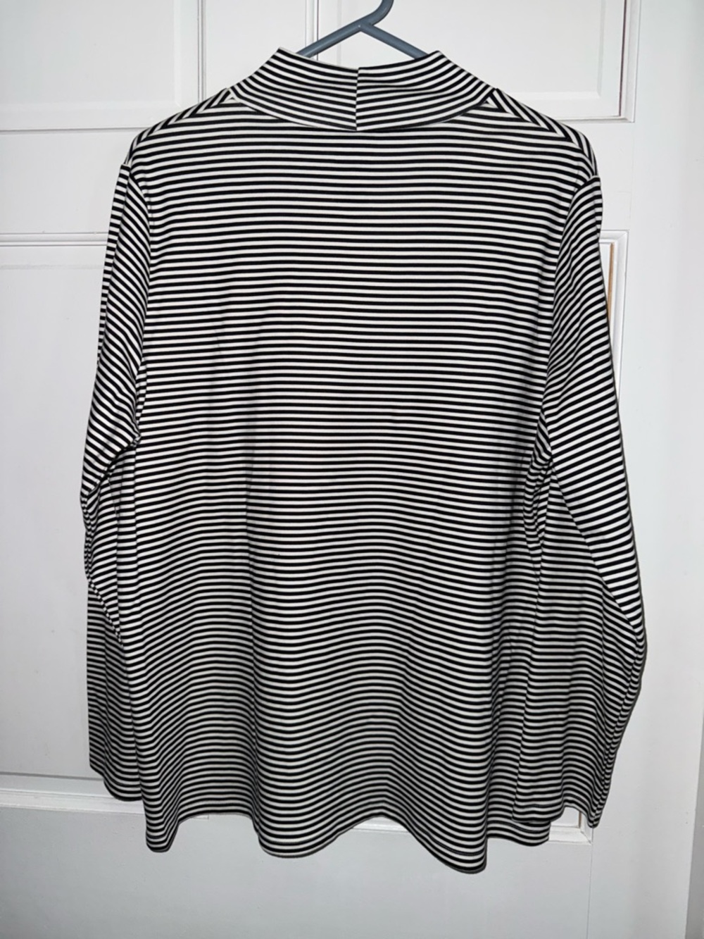 croft & barrow Black and White Striped Mock Neck Top - Picture 2 of 3